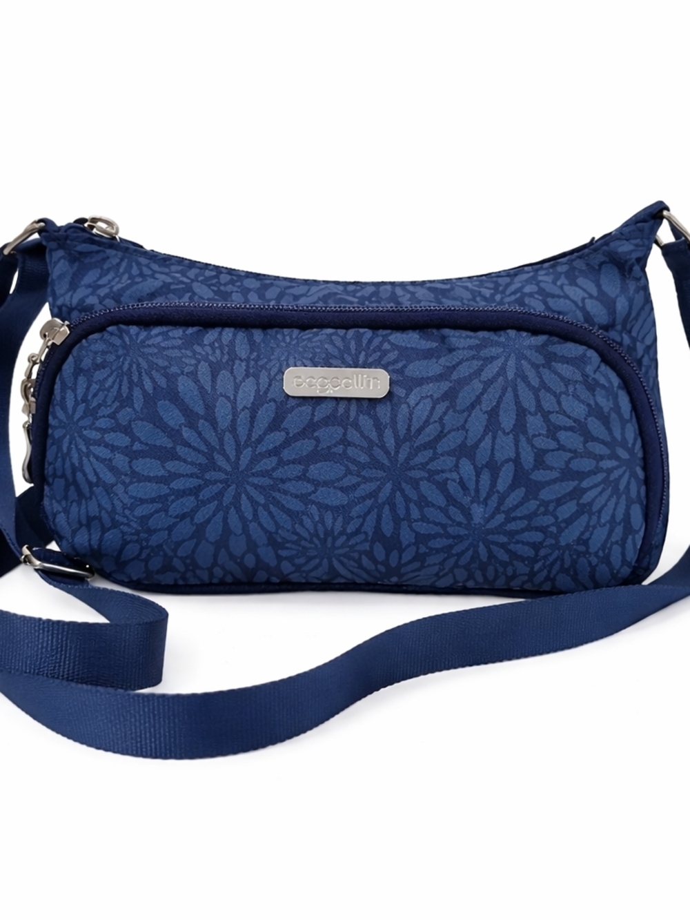 Baggallini Navy Blue Floral-Print Crossbody Bag
